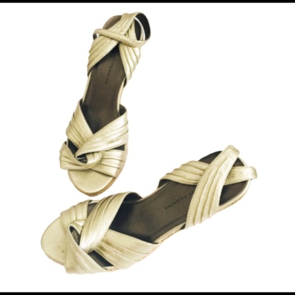 DOROTHY PERKINS Pleated Knot Front With Open Toe Detail Espadrille Wedges Gold 7 - Picture 3 of 6